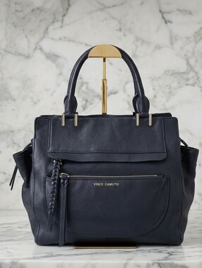 Vince Camuto Navy Leather Satchel